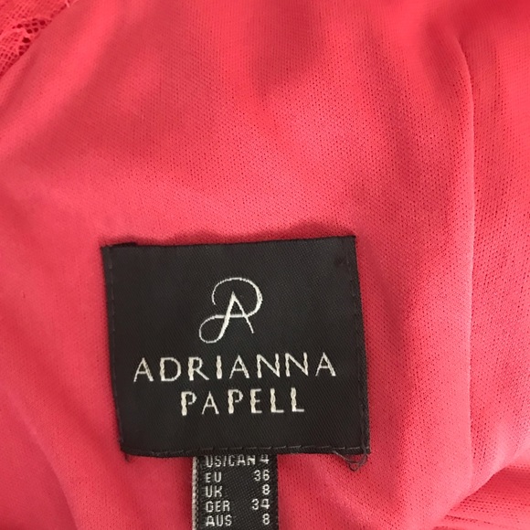 Adrianna Pappel dress.  Coral. Size 4P. V neck in back and front.  Fully lined - Picture 7 of 8